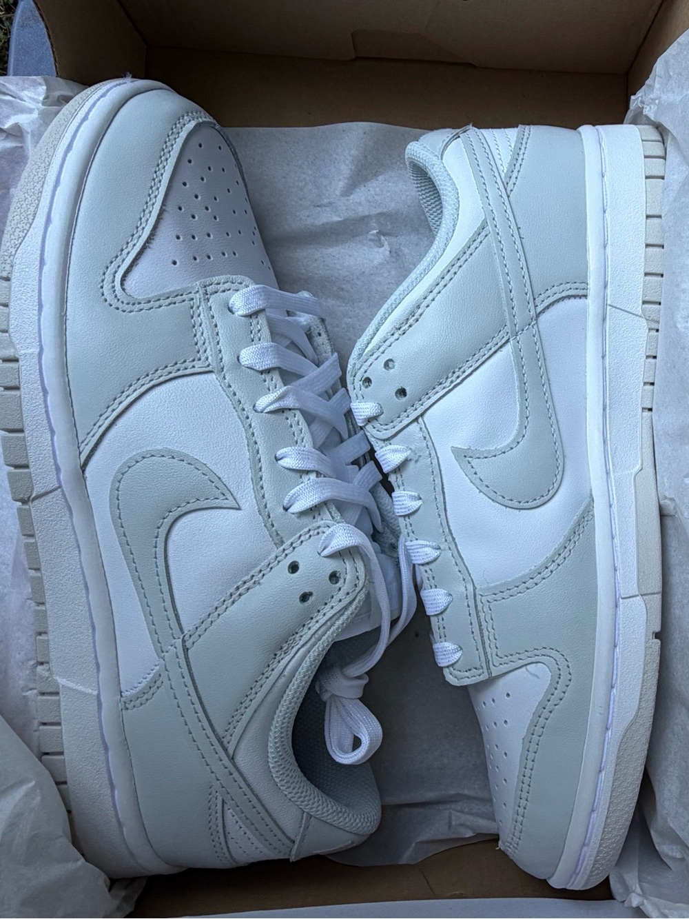 NIB - Nike Dunk Low - White with Light Gray Swoosh - Woman's Suze 8.5
